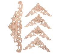 ERINGOGO Decoración de gabinetes con apliques de madera tallada, marco sin pintar, 5 piezas, textura realista, para puertas de armarios y decoración del hogar