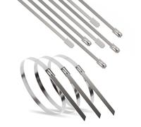 ERKO Bridas Metálicas Inoxidables 200x4,6mm, 100u, UV, 190kg | Resistentes y duraderas, ideal para organizar y sujetar cables en interior y exterior