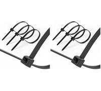 ERKO Bridas Plastico Reutilizables Negra 4,8 x 200 mm 100 unidades, para uso múltiple, ideales para gestión de cables, almacenamiento, para uso interior y exterior (Paquete de 2)