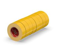 ERKO Cinta aislante 19mm x 20m amarillo 8 piezas, adhesiva para instalaciones eléctricas PVC, para aislar y reparar cables eléctricos, extrafuerte, agrupar cables