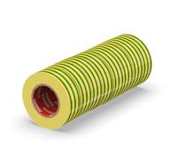 ERKO Cinta aislante 19mm x 20m amarillo-verde 8 piezas, adhesiva para instalaciones eléctricas PVC, para aislar y reparar cables eléctricos, extrafuerte, agrupar cables