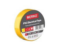 ERKO Cinta aislante Amarillo PVC 15mm x 10m Reparación de conductos eléctricos, Alta flexibilidad con fuerte adhesión, Resistente a productos químicos, Cloruro de Polivinilo