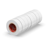 ERKO Cinta aislante Blanca 19mm x 20m 8 piezas, adhesiva para instalaciones eléctricas PVC, para aislar y reparar cables eléctricos, extrafuerte, agrupar cables