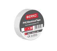 ERKO Cinta aislante Blanca PVC 15mm x 10m Reparación de conductos eléctricos, Alta flexibilidad con fuerte adhesión, Resistente a productos químicos, Cloruro de Polivinilo