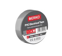 ERKO Cinta aislante Gris PVC 15mm x 10m Reparación de conductos eléctricos, Alta flexibilidad con fuerte adhesión, Resistente a productos químicos, Cloruro de Polivinilo