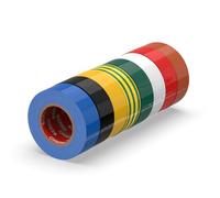 ERKO Cinta aislante multi colores 19mm x 20m 8 piezas, adhesiva para instalaciones eléctricas PVC, para aislar y reparar cables eléctricos, extrafuerte, agrupar cables