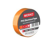 ERKO Cinta aislante Naranja PVC 15mm x 10m Reparación de conductos eléctricos, Alta flexibilidad con fuerte adhesión, Resistente a productos químicos, Cloruro de Polivinilo