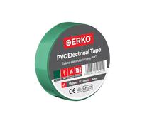 ERKO Cinta aislante Verde PVC 15mm x 10m Reparación de conductos eléctricos, Alta flexibilidad con fuerte adhesión, Resistente a productos químicos, Cloruro de Polivinilo