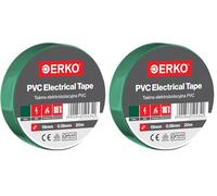 ERKO Cinta aislante Verde PVC 19mm x 20m Reparación de conductos eléctricos, Alta flexibilidad con fuerte adhesión, Resistente a productos químicos, Cloruro de Polivinilo (Paquete de 2)