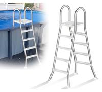 Errzom Escalera de Acero Inoxidable de 4 Peldaños para Piscina, Doble Barandilla, Peldaños Antideslizantes, Capacidad de 250 Kg, Apta para Piscinas Comerciales Y Domésticas,135cm