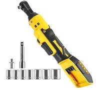 ERUGWHNK Llave de carraca inalámbrica Compatible con batería DeWalt de 18 V, Kit eléctrico de 3/8", 7 Vasos, Adaptador de 1/4", Giro hacia adelante y hacia atrás, 260 RPM, luz LED de Impact