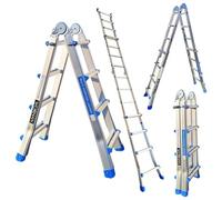 Escalera 414cm Aluminio Telescopica WORHAN 4.14m Multifuncion Multiuso WORHAN Aluminio Plegable Tijera L4