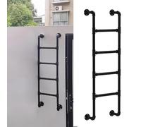 Escalera antideslizante, escalera de escape de incendios de hierro de Metal ferroso montada en la pared, escalera de seguridad del techo al aire libre con camión ático pesado de 330 libras,Black-1.4M