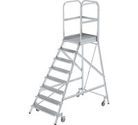 Escalera con tarima de ascenso por un lado MUNK, plataforma y escalones de metal ligero