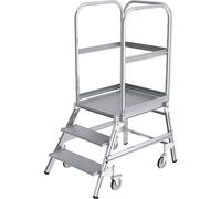 Escalera con tarima de ascenso por un lado MUNK, plataforma y escalones de metal ligero