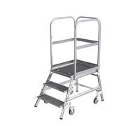 Escalera con tarima de ascenso por un lado MUNK, plataforma y escalones de rejilla