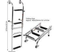 Escalera de acceso con 4 peldaños, escalera telescópica de acero inoxidable para piscina, desmontable. Montaje fijo. Escalera de muelle plegable. Plataforma de piscina con barandilla ajustable