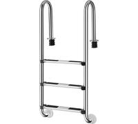 Escalera de acero inoxidable para piscina COSTWAY, escalera de piscina de 3 peldaños, escalera de entrada plateada, escalera para piscina con superficie antideslizante, escalera de instalación de 132
