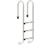 Escalera de acero inoxidable para piscina Zelsius, con 3 escalones, de 50,2 x 36,5 x 158 cm, con superficie antideslizante, para facilitar el acceso a la piscina