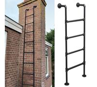 Escalera de ático montada en la pared de 100-300 cm, escalera de entrada y salida de altura, escalera de escalada universal para sótano, biblioteca, balcón en el techo, tubo de hierro metálico(150cm/5