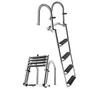 Escalera de barco extensible VEVOR, escalera de baño con 4 peldaños antideslizantes, plataforma ancha y barandilla, escalera de piscina resistente hasta 272 kg, ideal para embarcaciones con acceso des