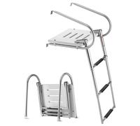 Escalera de barco extensible VEVOR, escalera de piscina con 3 peldaños, superficie antideslizante, barandilla y plataforma, capacidad de carga de 181 kg, escalera de piscina para embarcaciones con acc