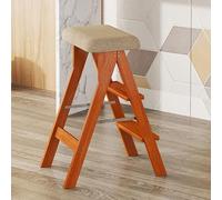 Escalera de biblioteca plegable de madera, silla convertible, taburete plegable, reposapiés, escalera, estante para flores, escalera de mano de madera portátil para adultos, peso máximo 100 kg (r