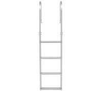Escalera de embarque desmontable, con 4 peldaños, fabricada en aleación de aluminio, para botes de plataforma. Cuenta con peldaños anchos y antideslizantes, soporta un peso máximo de 227 kg, tiene un