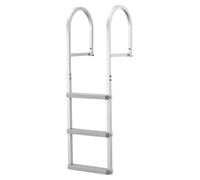Escalera de embarque desmontable, de 3 peldaños, fabricada en aleación de aluminio, para botes de plataforma. Incluye peldaños anchos de polipropileno antideslizantes, soporta un peso máximo de 227 kg