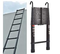 Escalera de extensión telescópica de aluminio de 5 m con gancho extraíble para desván multiusos, escalera extensible de 10.5 pies, 330 libras/150 kg, resistente EN131 estándar