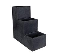 Escalera de flores de tres niveles antracita - 60x59x27 cm - Macetero XXL de plástico para plantas, macetero, escalera para plantas, soporte para flores