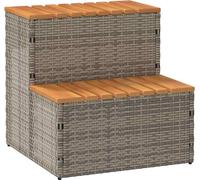 Escalera de hidromasaje gris, 50x50x50,5 cm, fabricada en ratán sintético y madera de acacia maciza