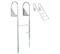 Escalera de muelle plegable VEVOR, escalera para embarcaciones con 4 peldaños antideslizantes, pedales anchos y barandilla, escalera para piscina con capacidad de carga de 159 kg fabricada en aleación