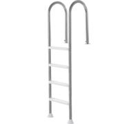 Escalera de piscina de 4 peldaños, con capacidad de 120 kg. Incluye 2 pasamanos para facilitar el acceso a la piscina. Ideal para piscinas de 137 cm de profundidad con borde. Escalera de baño estable