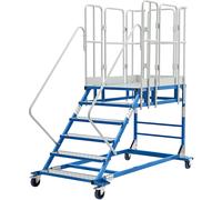 Escalera de plataforma XXL eurokraft pro, con piezas insertadas de aluminio, dimensiones de la plataforma 810 x 1250 mm
