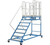 Escalera de plataforma XXL eurokraft pro, con piezas insertadas de aluminio, dimensiones de la plataforma 810 x 1250 mm