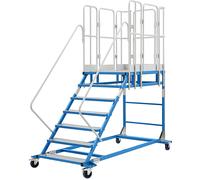 Escalera de plataforma XXL eurokraft pro, con piezas insertadas de aluminio, dimensiones de la plataforma 810 x 1250 mm