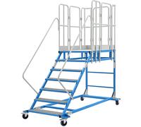 Escalera de plataforma XXL eurokraft pro, con piezas insertadas de rejilla, dimensiones de la plataforma 810 x 1250 mm