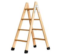 Escalera de tijera (Altura de trabajo: 2,8 m, Número de peldaños: 8 ud., Carga soportada: 150 kg, Madera)