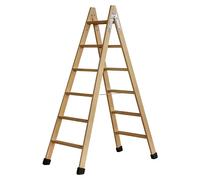 Escalera de tijera (Altura de trabajo: 3,3 m, Número de peldaños: 12 ud., Carga soportada: 150 kg, Madera)