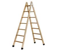 Escalera de tijera (Altura de trabajo: 3,5 m, Número de peldaños: 14 ud., Carga soportada: 150 kg, Madera)
