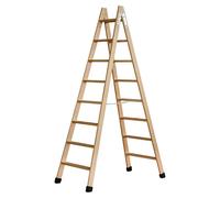 Escalera de tijera (Altura de trabajo: 3,75 m, Número de peldaños: 16 ud., Carga soportada: 150 kg, Madera)