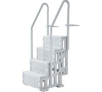 Escalera gris para piscina de 4 peldaños, con 2 soportes para barandillas, que soporta hasta 181 kg (400 lb) y es adecuada para piscinas de 122-137 cm (48-54 pulgadas) de profundidad