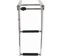 Escalera marinera de acero inoxidable, telescópica, de 2 peldaños, para embarcaciones, utilizada como plataforma de baño y con cuerda fija