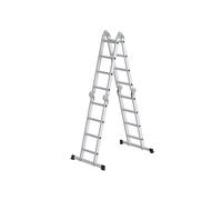 SONGMICS Escalera de Tijera, Escalera de Aluminio, Doméstica, 4 x 4 Peldaños, Carga de 150 kg, 16 Peldaños, Diseño 6 en 1, 430 cm de Largo, Plata GLT046E01
