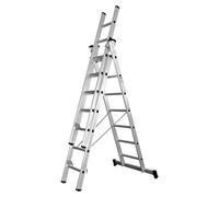 Escalera multiusos L66 (Altura de trabajo: 5,1 m, Número de peldaños: 21 ud., Carga soportada: 150 kg, Aluminio)