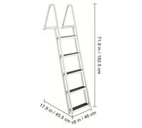 Escalera para embarcaciones - Escalera de acceso - Escalera para piscina - Escalera de acceso - Escalera desmontable - 5 escalones - Aluminio de alta calidad