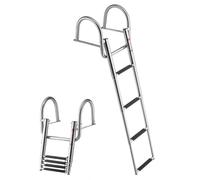 Escalera para embarcaciones extensible - Escalera de baño con barandilla - 4 escalones antideslizantes - Acero inoxidable telescópico - Capacidad de carga de 272 kg - Para embarcaciones, muelles, plat