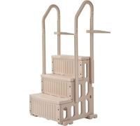 Escalera para piscina de 3 peldaños, color topo, con 2 barandillas, que soporta hasta 181 kg y es adecuada para piscinas de 91 a 122 cm de profundidad