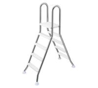 Escalera para piscina elevada, de acero inoxidable, con estructura en forma de A, para piscinas con borde de 125 cm de altura. Escalera resistente con capacidad de 150 kg, con 4 peldaños y plataforma